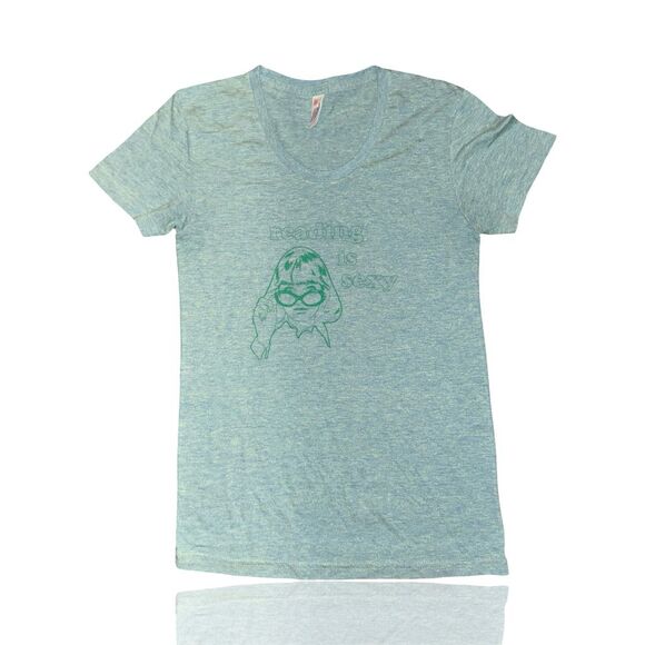 "Reading Is Sexy" Graphic T-Shirt Size L: Women’s Heather Green 70’s Style: GUC - Picture 1 of 3